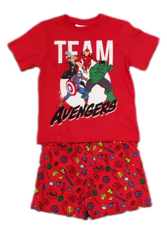 Avengers kurzer Schlafanzug fuer Jungen in rot